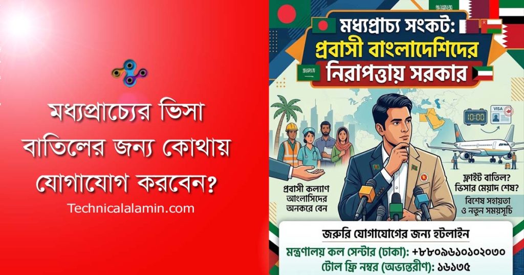 জরুরি হটলাইন ও বিশেষ সহায়তা চালু ২০২৬ । মধ্যপ্রাচ্য সংকটে প্রবাসী বাংলাদেশিদের নিরাপত্তায় সরকার?