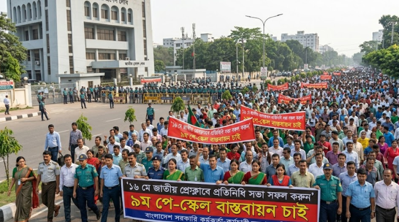 ৯ম পে-স্কেলের গেজেট প্রকাশের দাবিতে উত্তাল সরকারি কর্মচারী মহল