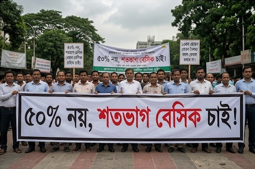 ৫০% নয়, শতভাগ বেসিক চাই: ১৩তম গ্রেডের বেতন বৈষম্যের হিসেবে কর্মচারীদের তীব্র ক্ষোভ