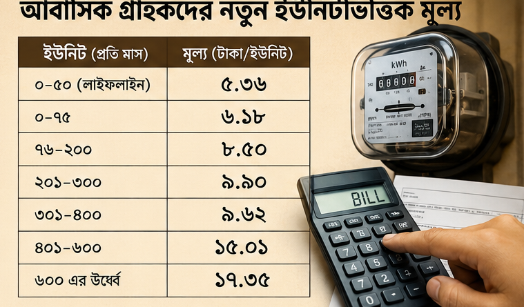 গ্রাহক পর্যায়ে বিদ্যুতের দাম গড়ে ১৬.৬৮% বৃদ্ধি