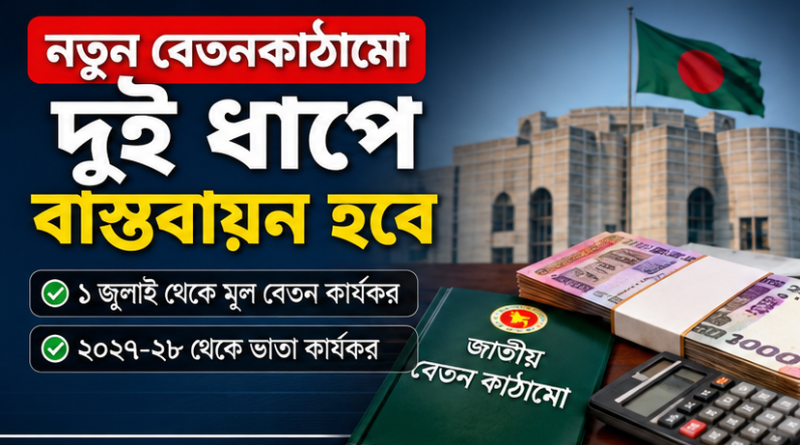 বেতনকাঠামো তিন ধাপ হতে দুই ধাপে বাস্তবায়ন ২০২৬