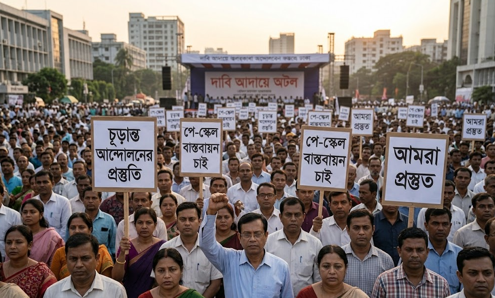 পে-স্কেল বাস্তবায়ন ও পরবর্তী কর্মসূচির ডাক