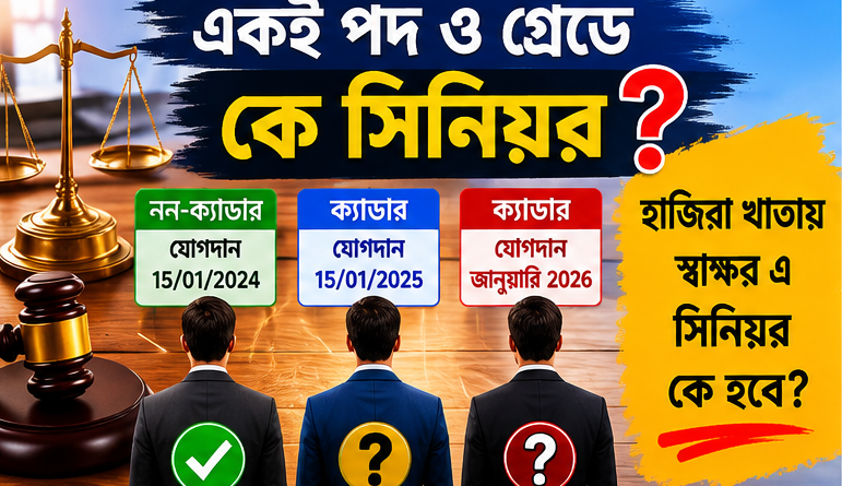 একই পদে ক্যাডার ও নন-ক্যাডার কর্মকর্তার সিনিয়রিটি নিয়ে বিতর্ক