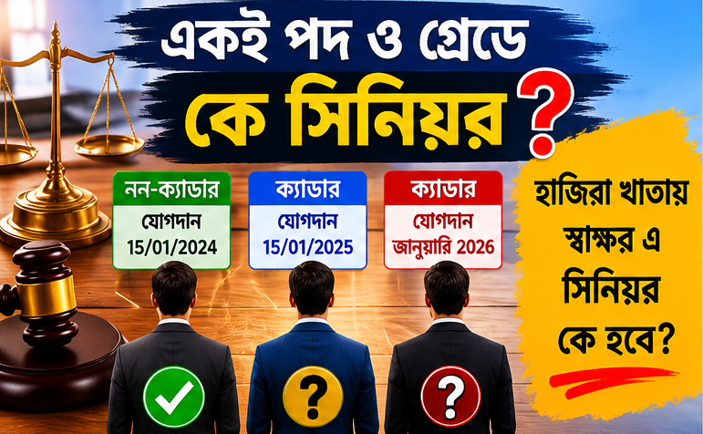 একই পদে ক্যাডার ও নন-ক্যাডার কর্মকর্তার সিনিয়রিটি নিয়ে বিতর্ক