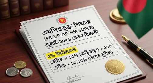 জুলাই ২০২৬-এর ৫% ইনক্রিমেন্টসহ এমপিওভুক্ত শিক্ষকদের বেতন বাড়ি ভাড়ার