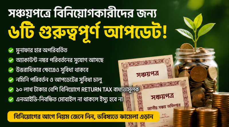 সঞ্চয়পত্রে বিনিয়োগকারীদের জন্য ৬ গুরুত্বপূর্ণ আপডেট