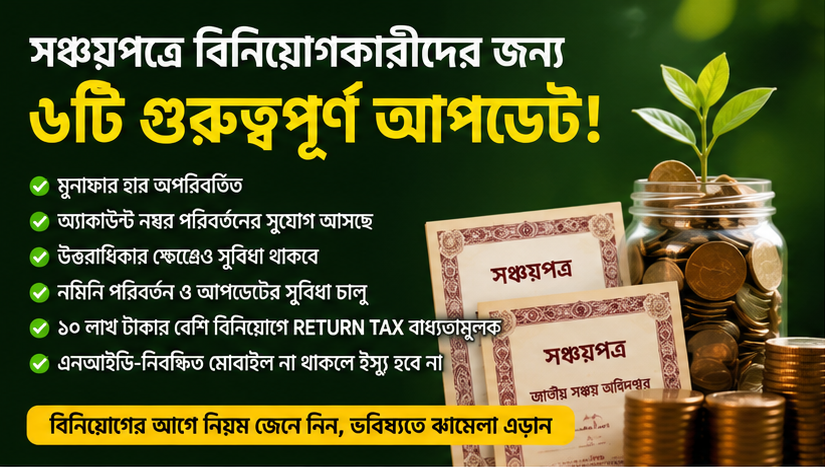 সঞ্চয়পত্রে বিনিয়োগকারীদের জন্য ৬ গুরুত্বপূর্ণ আপডেট