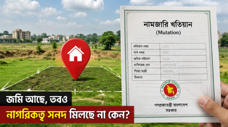 স্থায়ী ঠিকানায় জমি আছে কিন্তু বাড়ি বা হোল্ডিং ট্যাক্স নেই