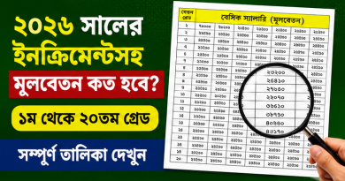 ২০২৬ সালের ইনক্রিমেন্টসহ মূলবেতন তালিকা প্রকাশ্যে