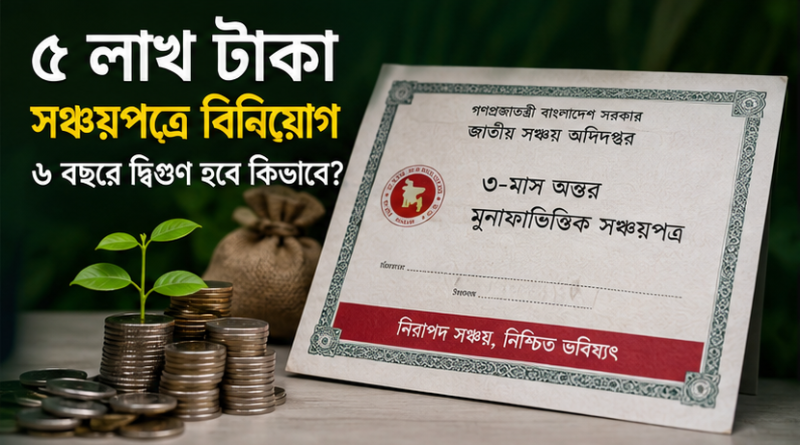 ৫ লাখ টাকা সঞ্চয়পত্রে বিনিয়োগ করে ৬ বছরে দ্বিগুণ করার পরিকল্পনা