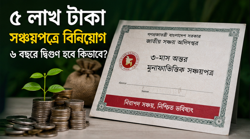 ৫ লাখ টাকা সঞ্চয়পত্রে বিনিয়োগ করে ৬ বছরে দ্বিগুণ করার পরিকল্পনা