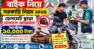 হেলমেট ছাড়া মোটরসাইকেল চালালে জরিমানা কত?