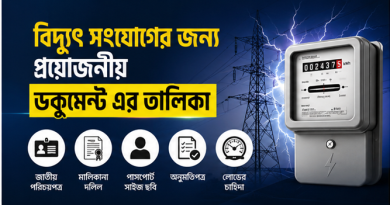 বিদ্যুৎ সংযোগ নিতে কী কী কাগজপত্র লাগবে
