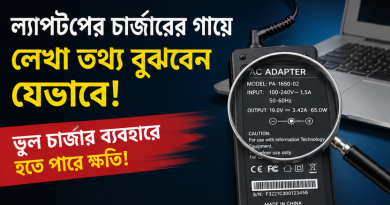 ল্যাপটপের চার্জারের গায়ে লেখা তথ্য বুঝবেন যেভাবে