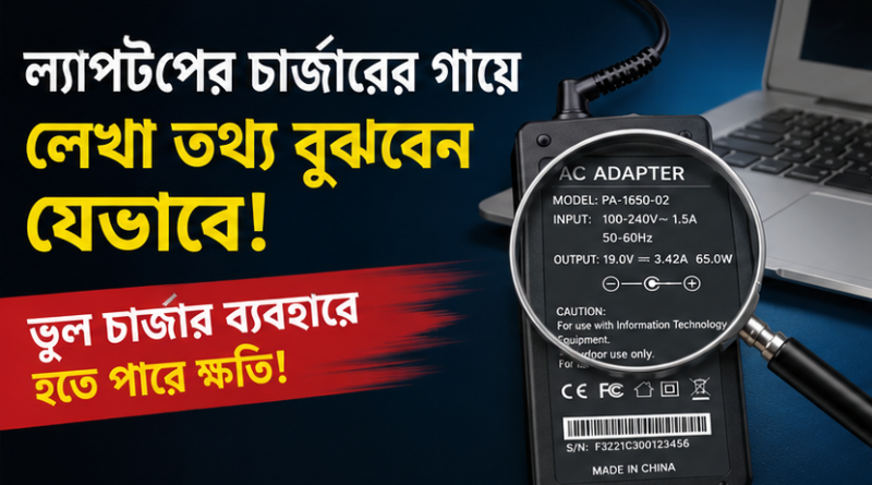 ল্যাপটপের চার্জারের গায়ে লেখা তথ্য বুঝবেন যেভাবে