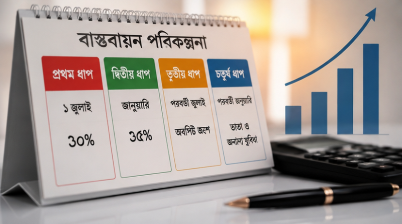 ১ জুলাই থেকে কার্যকর ধরে চার ধাপে বাস্তবায়নের পরিকল্পনা