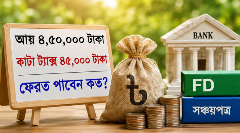 শুধু এফডিআর ও সঞ্চয়পত্রের সুদের আয় ৪.৫ লাখ টাকা হলে কর ফেরত পাওয়া যাবে?