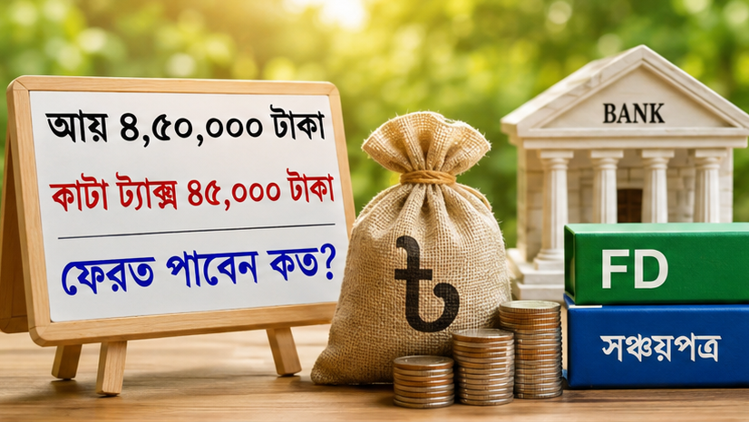 শুধু এফডিআর ও সঞ্চয়পত্রের সুদের আয় ৪.৫ লাখ টাকা হলে কর ফেরত পাওয়া যাবে?