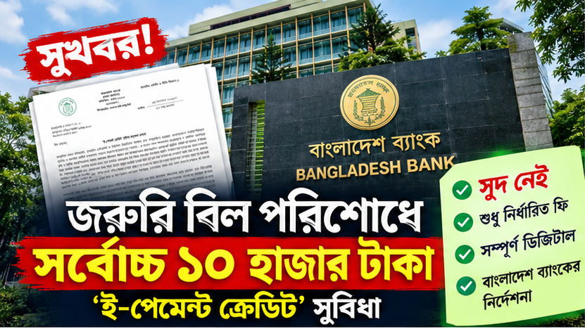 জরুরি বিল পরিশোধে সর্বোচ্চ ১০ হাজার টাকা ‘ই-পেমেন্ট ক্রেডিট’,