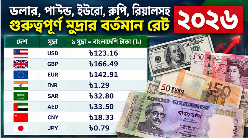 ২০২৬ সালে বিভিন্ন দেশের মুদ্রার দাম কত?