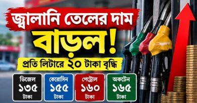 জ্বালানি তেলের দাম লিটারে ২০ টাকা বাড়ল