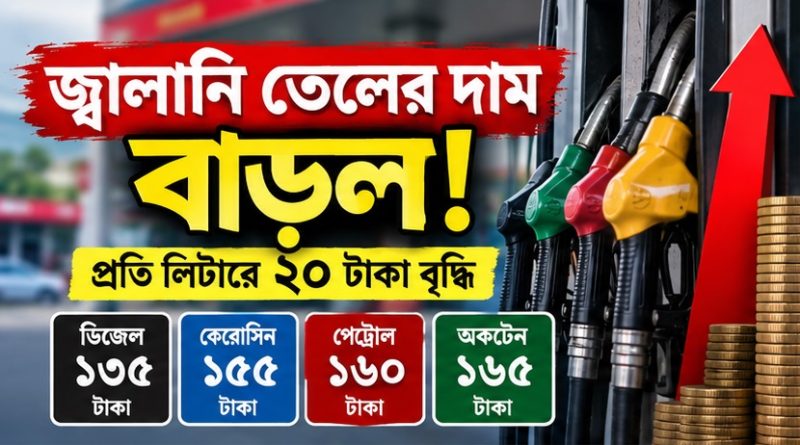 জ্বালানি তেলের দাম লিটারে ২০ টাকা বাড়ল