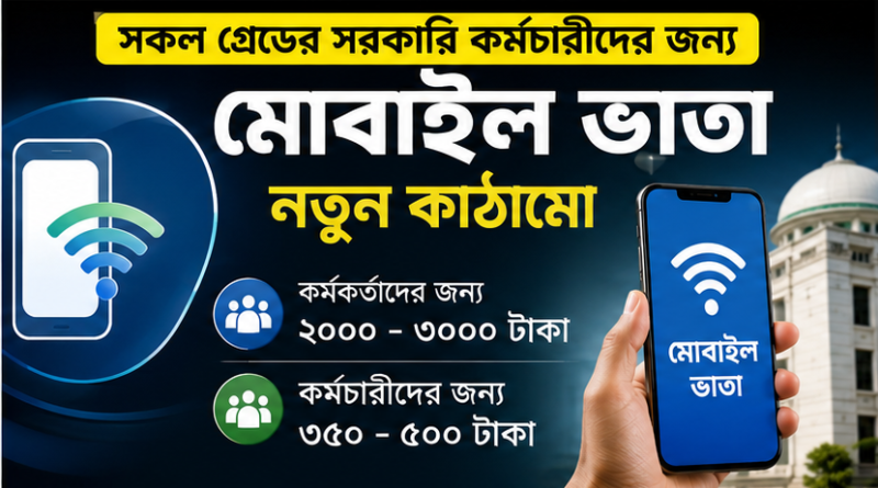 সকল গ্রেডের সরকারি কর্মচারীর জন্য মোবাইল ভাতা