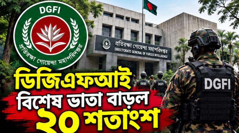 ডিজিএফআই সদস্যদের বিশেষ ভাতা বাড়ল ২০ শতাংশ