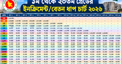 ইনক্রিমেন্ট/বেতন ধাপ চার্ট ২০২৬