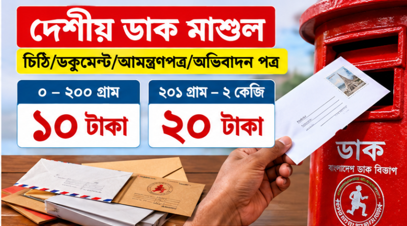 ডাক মাশুল পরিবর্তন ২০২৬