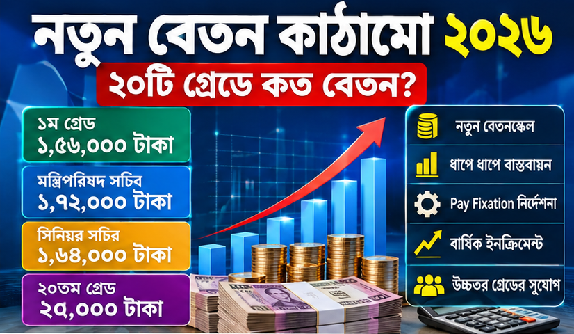চাকরি (বেতন ও ভাতাদি) আদেশ ২০২৬: নতুন বেতন, উচ্চতর গ্রেড, ইনক্রিমেন্ট ও ভাতার পূর্ণাঙ্গ নির্দেশনা 