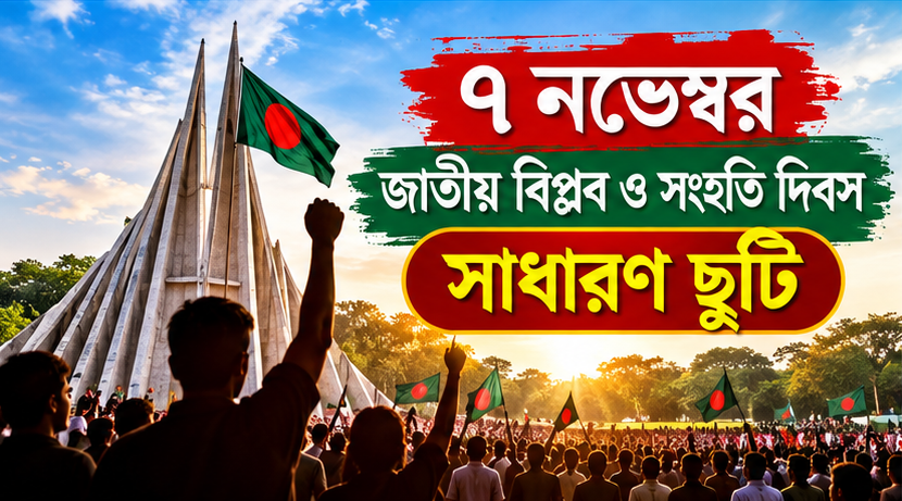 ‘জাতীয় বিপ্লব ও সংহতি দিবস’ উপলক্ষে সাধারণ ছুটি ঘোষণা