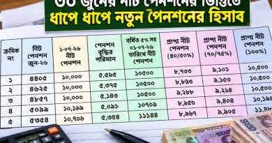 ৩০ জুনের নিট পেনশন ধরে কার পেনশন কত হতে পারে? ধাপে ধাপে হিসাব, ইনক্রিমেন্ট ও চিকিৎসা ভাতার চিত্র