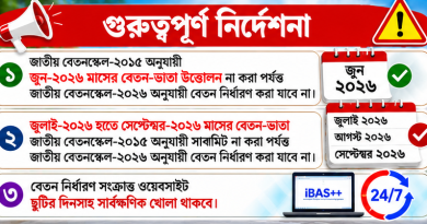 iBAS++-এ জাতীয় বেতনস্কেল-২০২৬ অনুযায়ী বেতন নির্ধারণ শুরু