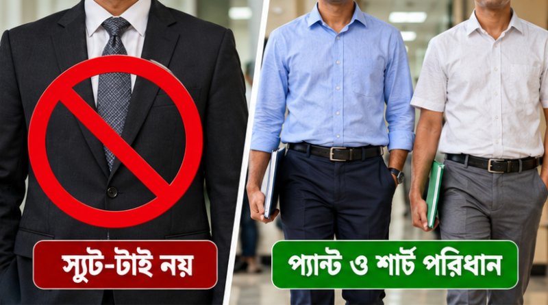 সরকারি অফিসে স্যুট-টাই পরার নিয়ম কী?